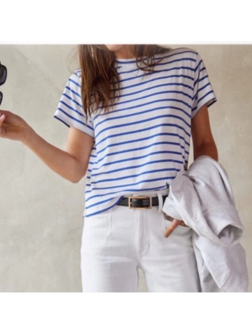 AYR Short Sleeved Blue White Striped Tee, Size XS